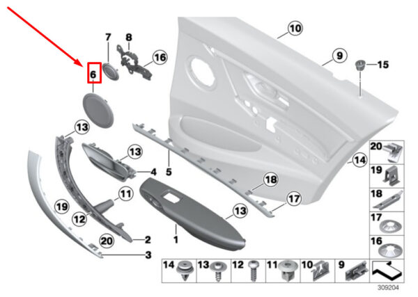 BMW 3 F30, F80 Rear Door Loudspeaker Cover 7279321 51417279321 ORIGINAL - Image 4