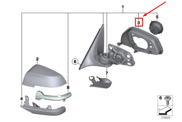 BMW 7 F01,F02 Front Right Mirror Supporting ring 51167308640 7308640 ORIGINAL - Image 4