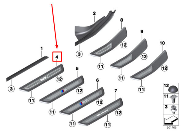 BMW 6 Gran Coupe F06 Front Door Sill Trim 7277245 51477277245 ORIGINAL - Image 4