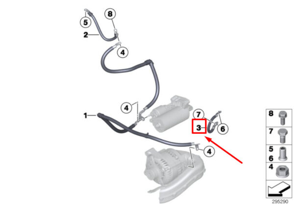 BMW 2 Cabrio F23 Earth Cable 7621168 12427621168 ORIGINAL - Image 4