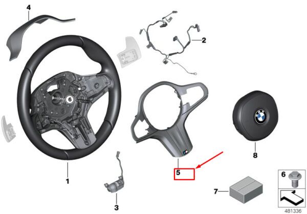 BMW 5 Touring G31 Steering Wheel Decorative Trim 32307856290 ORIGINAL - Image 3
