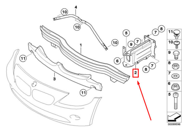 BMW Z4 Roadster E85 Front Right Frame Rail 7165518 51717165518 ORIGINAL - Image 4