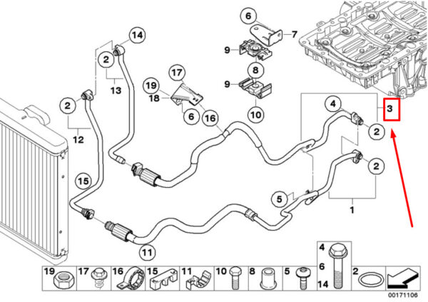 BMW X5 E70 Rear Engine Oil Cooler Line 17227576397 7576397 ORIGINAL - Image 4