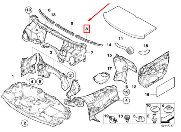 BMW 3 E46 Front Right Dash Insulation Bracket 51488231194 8231194 ORIGINAL - Image 4
