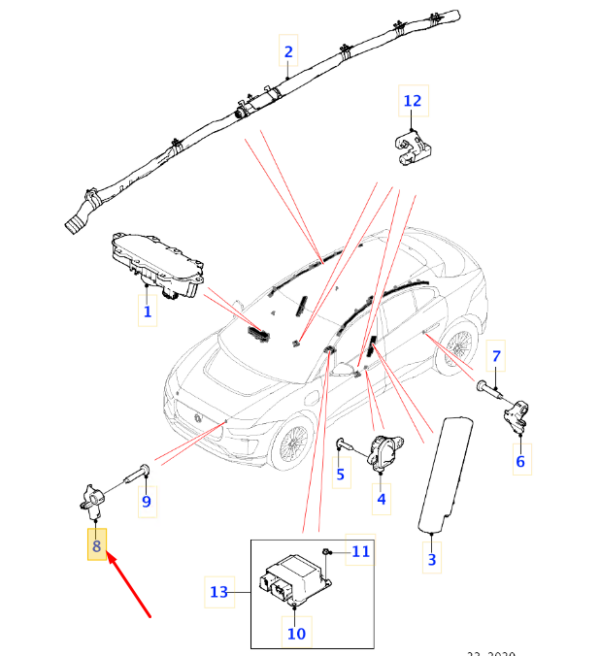 JAGUAR I-PACE X590 Front Impact Sensor J9C5437 ORIGINAL - Image 2