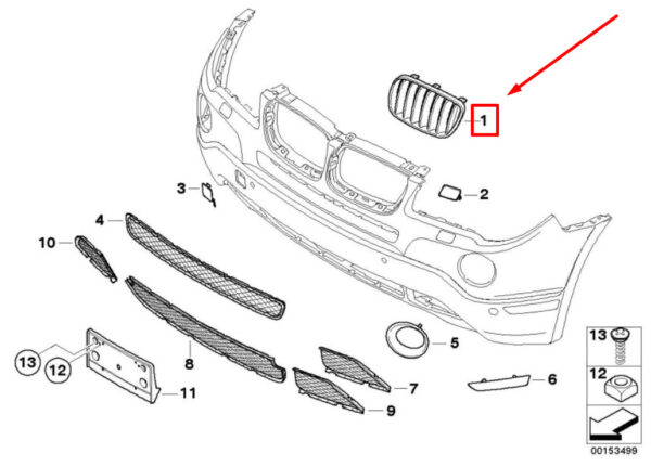 BMW X3 E83 Front Right Bumper Grill 3420092 51113420092 ORIGINAL - Image 4