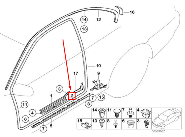 BMW 3 E46 Front Right Door Sill Trim 7891930 51477891930 ORIGINAL - Image 4