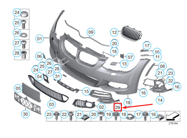 BMW 3 Coupe E92 Front Right M Retaining Air-Inlet Grille 51118050624 ORIGINAL - Image 4