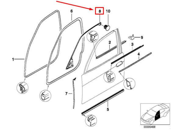 BMW 7 E38 Front Right Door Sealing Rubber 8157876 51218157876 ORIGINAL - Image 4