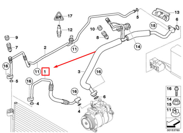 BMW 5 Touring E61 A/C Hose 64536920356 6920356 ORIGINAL - Image 4