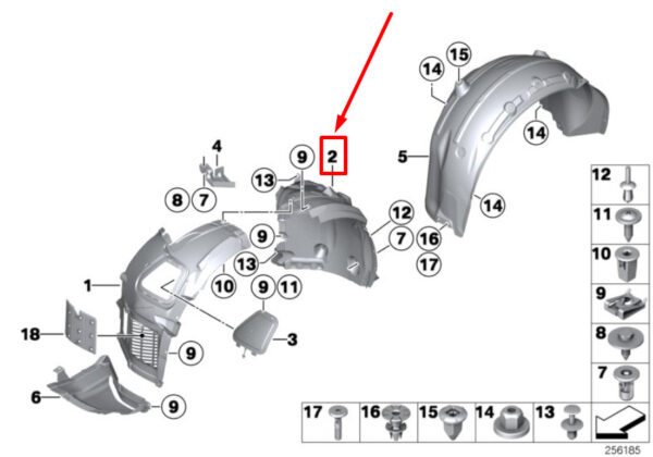 BMW 6 F12 Front Left Inner Fender Rear Part 7224485 51717224485 ORIGINAL - Image 4