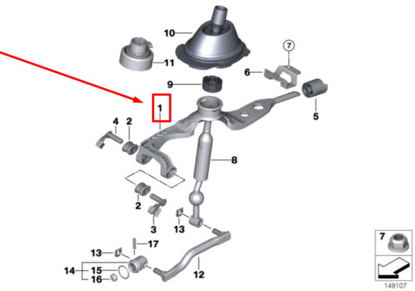 BMW 3 E90 Reinforced Shifter Arm 25117590609 7590609 ORIGINAL - Image 4