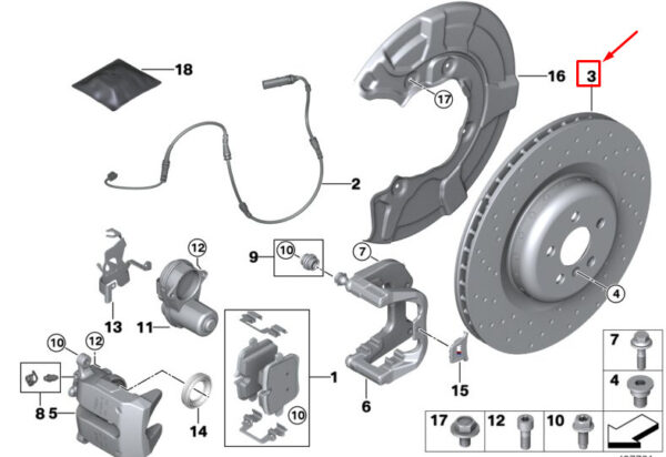 BMW X5 G05 Rear Left Brake Disc 34206896221 ORIGINAL - Image 3