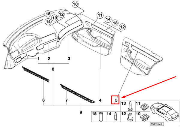 BMW 3 E46 Rear Right Door Decorative Strip 51427120700 7120700 ORIGINAL - Image 4