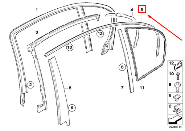 BMW E60 Rear Right Top Window Frame Finisher 7897672 51357897672 ORIGINAL - Image 4