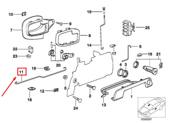 BMW 3 Compact E36 Front Left Door Operating Rod 51218237289 8237289 ORIGINAL - Image 4