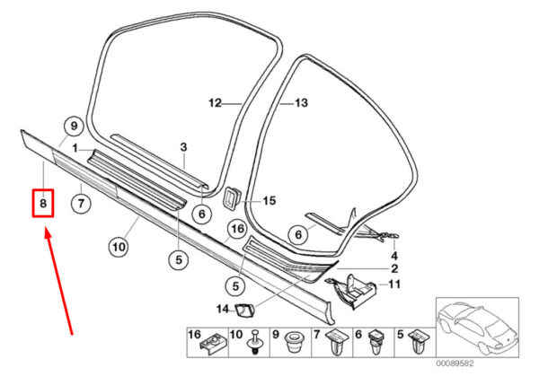 BMW 3 E46 Left Side Sideskirt 51718211943 8211943 ORIGINAL - Image 4