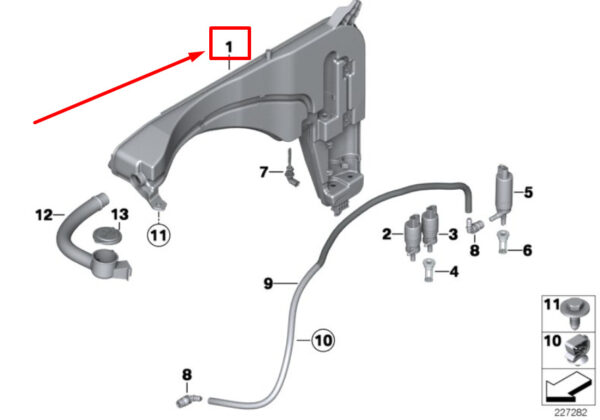 BMW X4 F26 Washer Fluid Reservoir 7345154 61667345154 ORIGINAL - Image 4