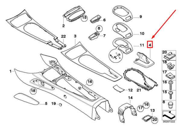 BMW Z4 Roadster E85 Handbrake Handle Trim 7114362 51167114362 ORIGINAL - Image 4