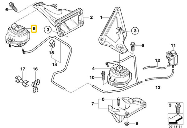 BMW 7 E65 Right Engine Mount 22116770796 ORIGINAL - Image 2