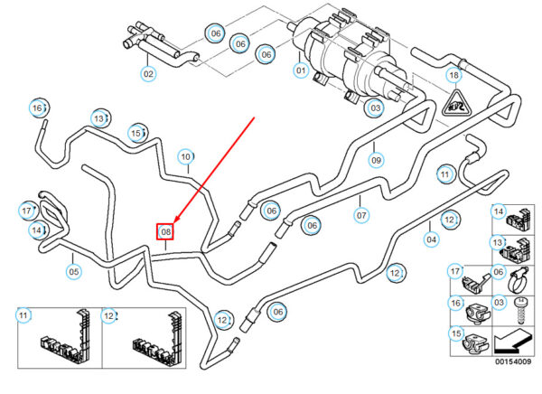 BMW X5 E53 Front Diesel Pump Fuel Feed Return Line 16121184963 ORIGINAL