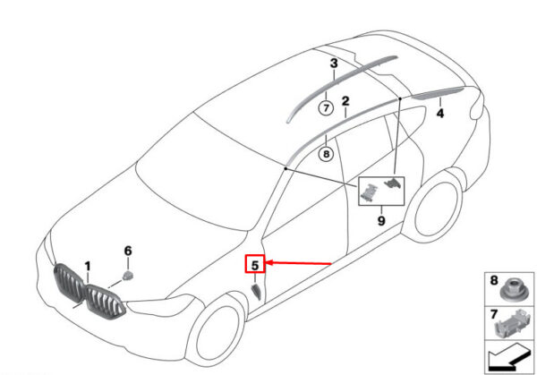 BMW X5 G05 Right Sidewall Air Duct Trim 51747471974 ORIGINAL - Image 2