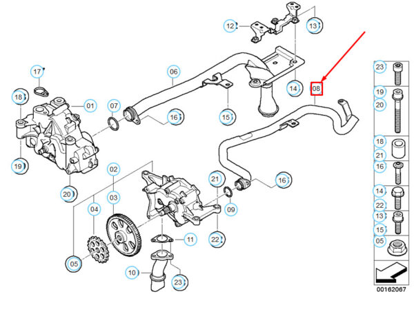 BMW M3 E90 Lubrication System / Oil Pump Return Pipe 11417838526 ORIGINAL