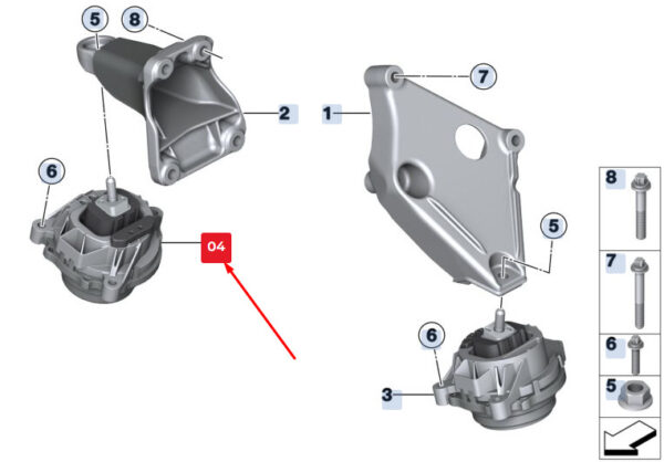 BMW X3 F25 Right Engine Mount 22116868396 6868396 ORIGINAL - Image 2