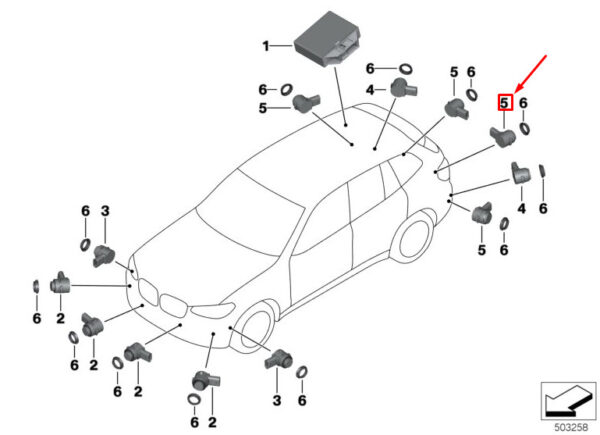 BMW X3 G01 Rear Parking Sensor 66206840234 ORIGINAL - Image 2
