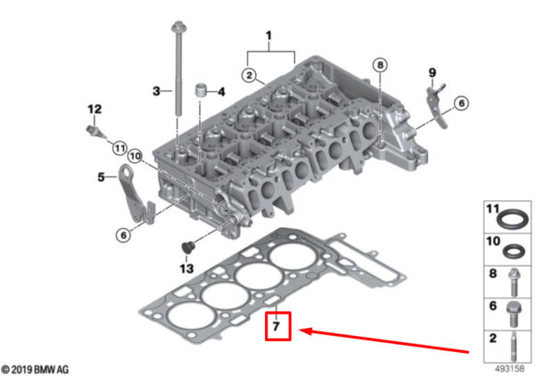 BMW X4 G02 Engine Cylinder Head Gasket 8513700 11128513700 ORIGINAL - Image 2