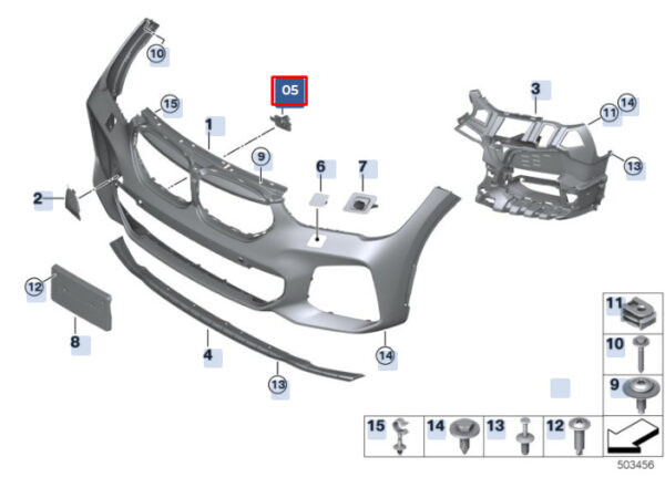 BMW X1 F48 M Front PDC Parktronic Mounting Holder Set 51119883621 ORIGINAL - Image 2