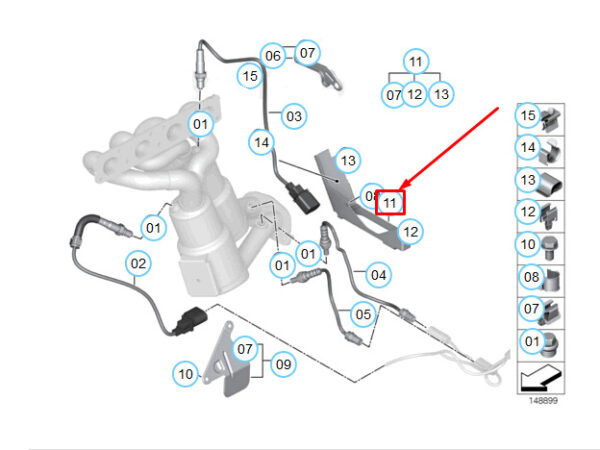 BMW 3 E90 Lambda Probe Oxygen Sensor Bracket 11787536938 7536938 ORIGINAL
