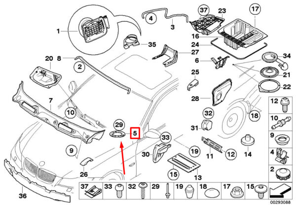 BMW 3 E90 Front Right Column-A Plate Insert 7180143 51717180143 ORIGINAL - Image 2