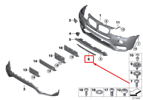 BMW X4 F26 Front Bumper Middle Air Guide 51627355040 7355040 ORIGINAL - Image 2