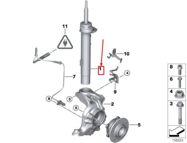 BMW X1 E84 Front Right Shock Absorber 31316855240 6855240 ORIGINAL - Image 2