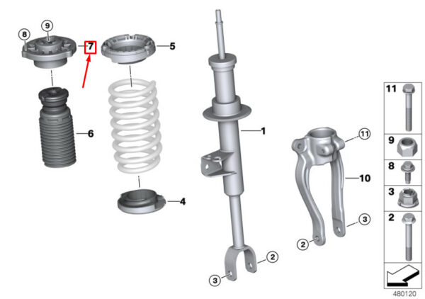 BMW 5 G30 Front Spring Strut Mounting Guide Support 31306884485 ORIGINAL - Image 2