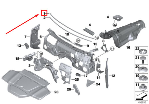BMW X3 G01, F97 Windscreen Sound Insulation 9493821 51489493821 ORIGINAL - Image 2