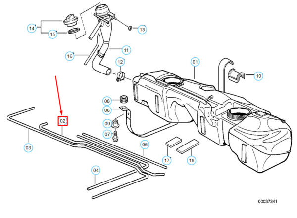 BMW 3 Compact Fuel Breather Line 16111182224 1182224 ORIGINAL