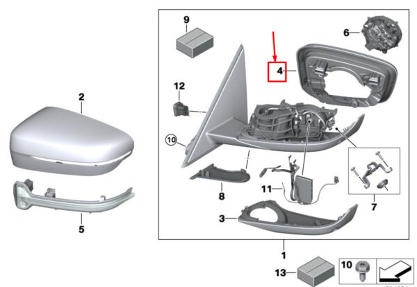 BMW 3 G20 Left Mirror Supporting Ring 51167498193 ORIGINAL - Image 2