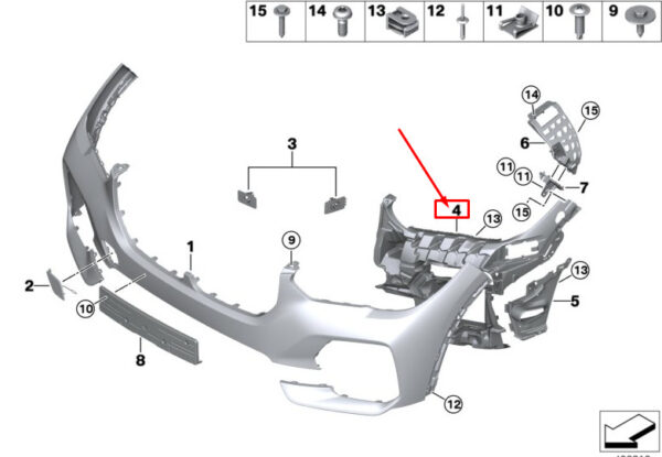BMW X5 G05 Front Right Bumper Fog Lamp Support 51117421820 ORIGINAL - Image 2