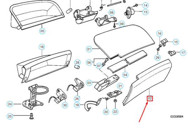 BMW 8 E31 Glove Box Lower Cover 51168169113 ORIGINAL