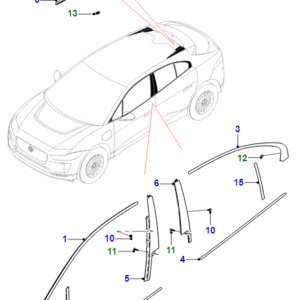 JAGUAR I-PACE X590 Front Right Door Window Strip T4K8711 ORIGINAL