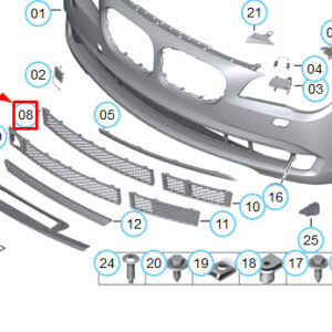 BMW 7 F01 Front Bumper Lower Center Grille 51117980116 7980116 ORIGINAL