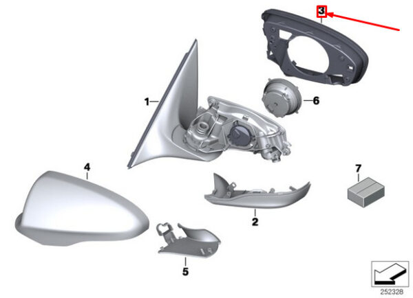 BMW M5 F10 Front Right Outside Mirror M Supporting Ring 51168050472 ORIGINAL