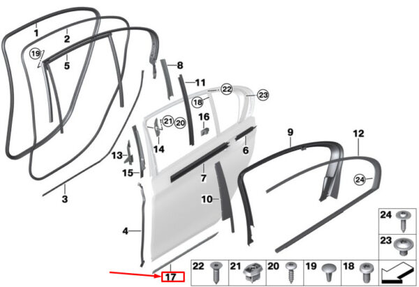 BMW 7 G11 Rear Right Bottom Door Strip 51137397872 ORIGINAL - Image 2