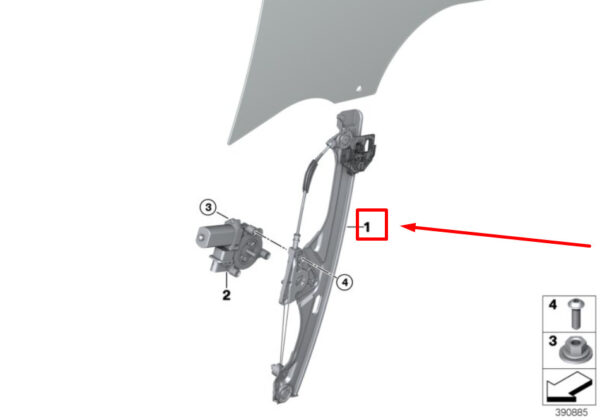 BMW 2 F45 Front Right Door Window Regulator 7490192 51337490192 ORIGINAL - Image 2
