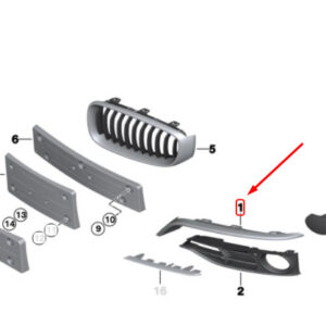 BMW 3 Gran Turismo F34 Front Bumper Left Rod Finisher 51117294897 ORIGINAL