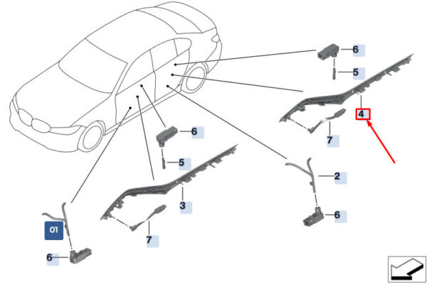 BMW 3 G20 Rear Left Door Optical Fibre Contour Line 63316999931 ORIGINAL