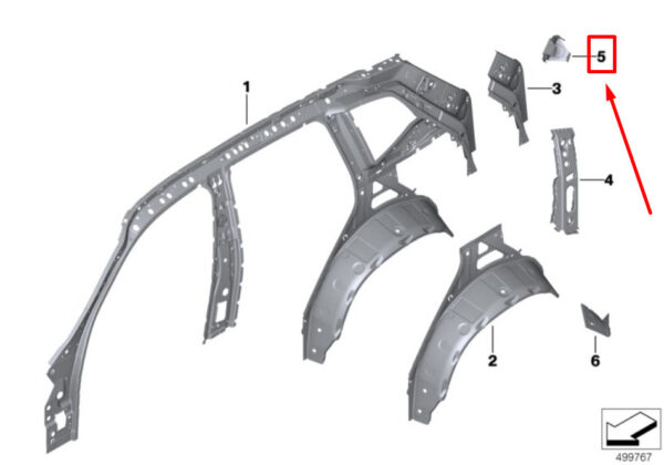 BMW X4 G02 Right D-Pillar Bottom Reinforcement 41009498836 9498836 ORIGINAL