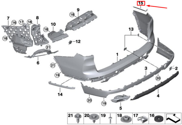 BMW X7 G07 Rear Left Bumper Protection Foil 51127441053 ORIGINAL
